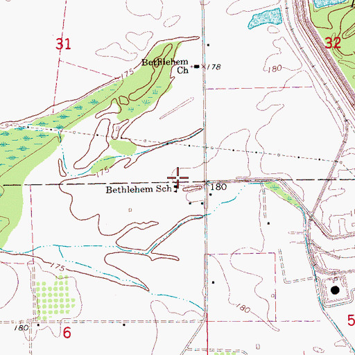 Topographic Map of Bethlehem School, AR