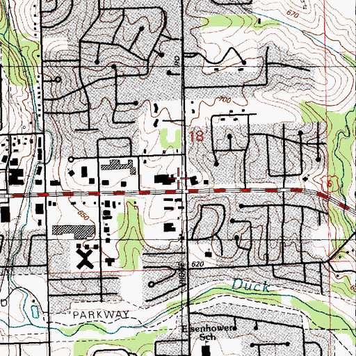 Topographic Map of Edwards Church, IA