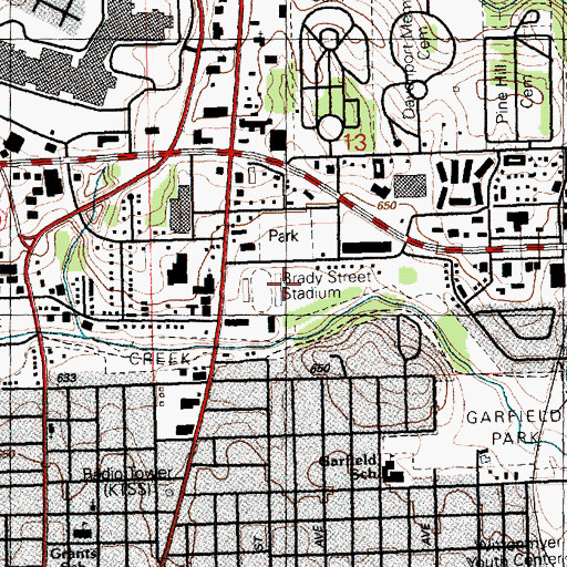 Topographic Map of Brady Street Stadium, IA