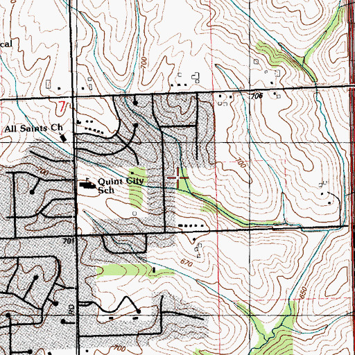 Topographic Map of Quint City School, IA