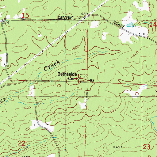 Topographic Map of Bethsaida Cemetery, AR