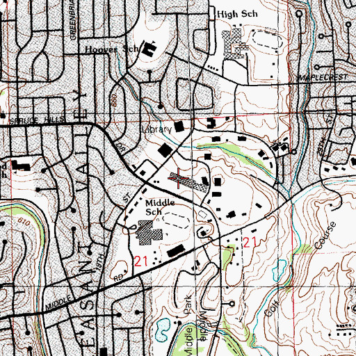 Topographic Map of Cumberland Square Shopping Center, IA