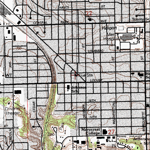 Topographic Map of Davenport Fire Department Station 6, IA