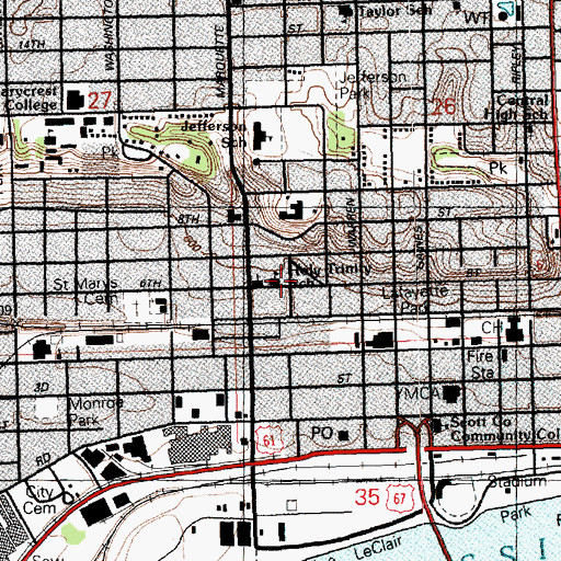 Topographic Map of Holy Trinity School, IA