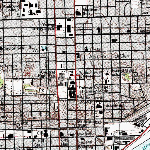 Topographic Map of KSTT Radio Tower, IA