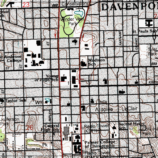 Topographic Map of KRVR Radio Tower, IA