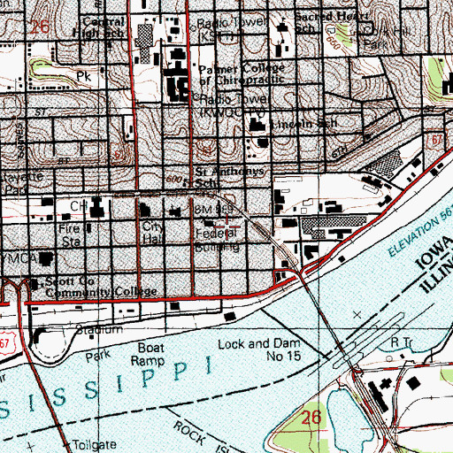 Topographic Map of Federal Building, IA