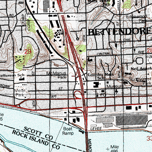 Topographic Map of McManus Park, IA