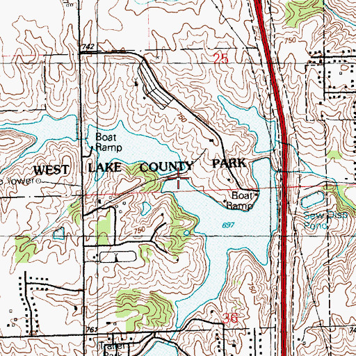 Topographic Map of West Lake County Park, IA