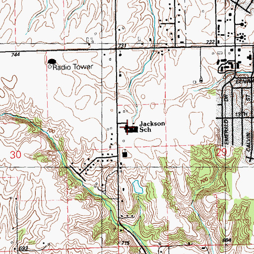 Topographic Map of Jackson Elementary School, IA