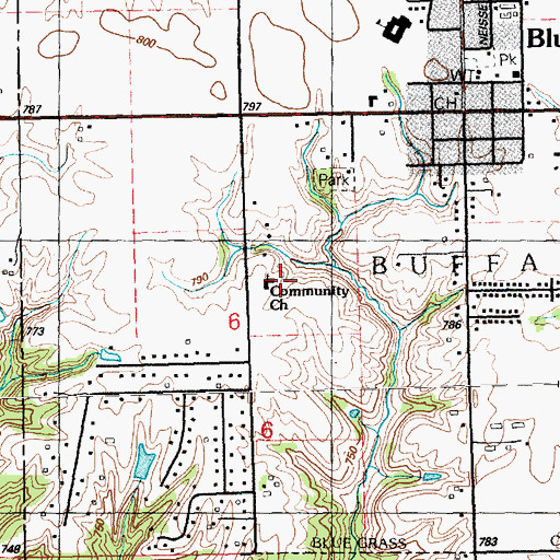 Topographic Map of Community Church, IA