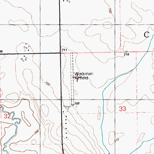 Topographic Map of Workman Airfield (historical), IA