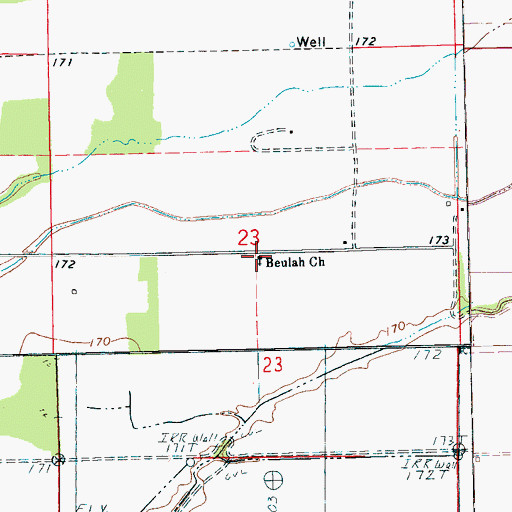 Topographic Map of Beulah Church, AR