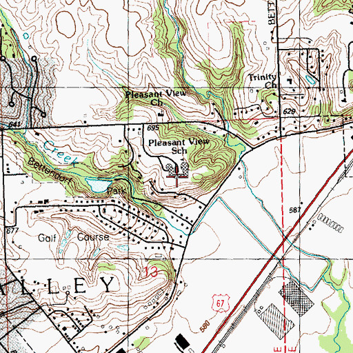 Topographic Map of Pleasant View Elementary School, IA