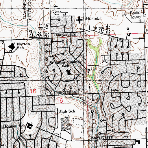 Topographic Map of Saint John Vianney Church, IA