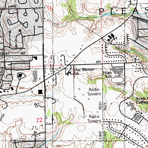 Topographic Map of Our Savior Lutheran Church, IA