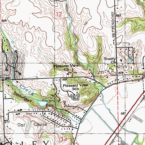 Topographic Map of Pleasant View Church, IA