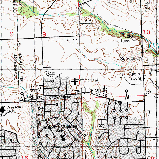 Topographic Map of Bettendorf Health Care Center, IA