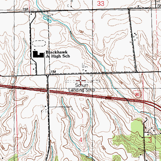 Topographic Map of Schurr Landing Strip (historical), IA