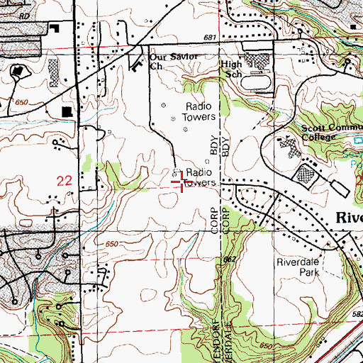 Topographic Map of WHBF-TV, IA