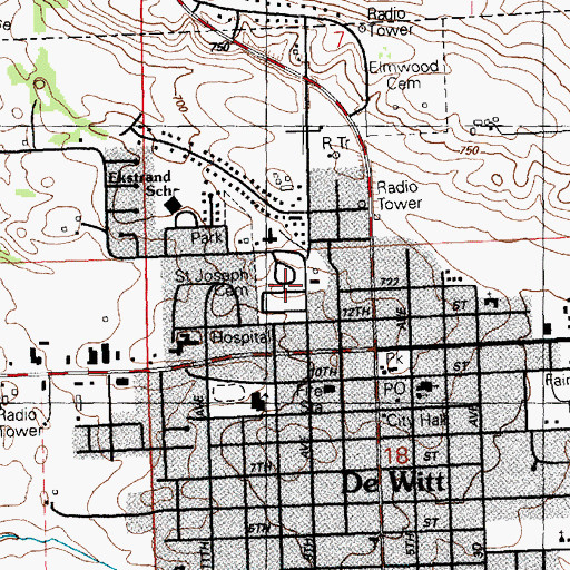 Topographic Map of Saint Joseph Cemetery, IA