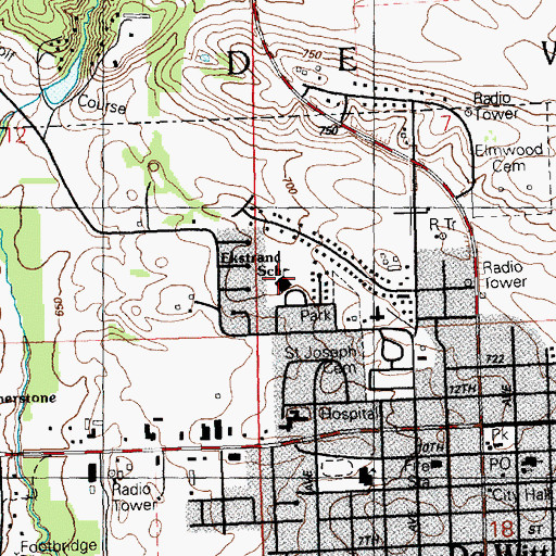 Topographic Map of Ekstrand Elementary School, IA