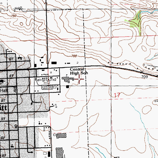 Topographic Map of Central High School, IA