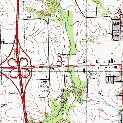 Topographic Map of Cornerstone Church, IA