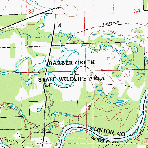 Topographic Map of Barber Creek State Wildlife Management Area, IA