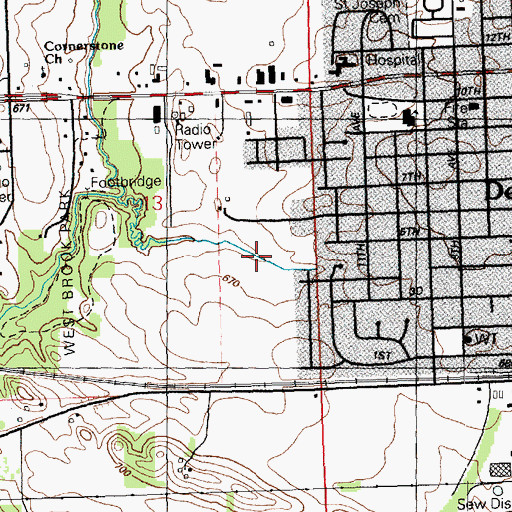 Topographic Map of West Brook Park, IA