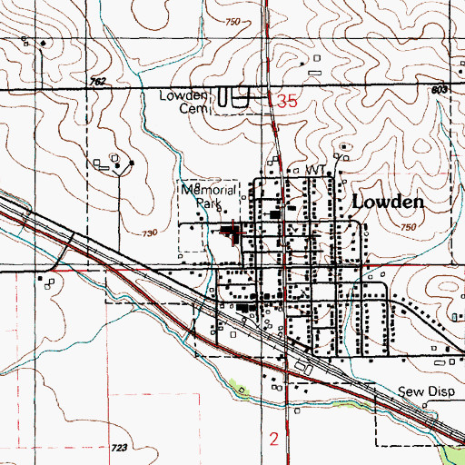 Topographic Map of North Cedar Lowden Elementary School, IA