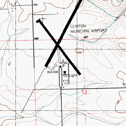Topographic Map of Clinton Municipal Airport, IA