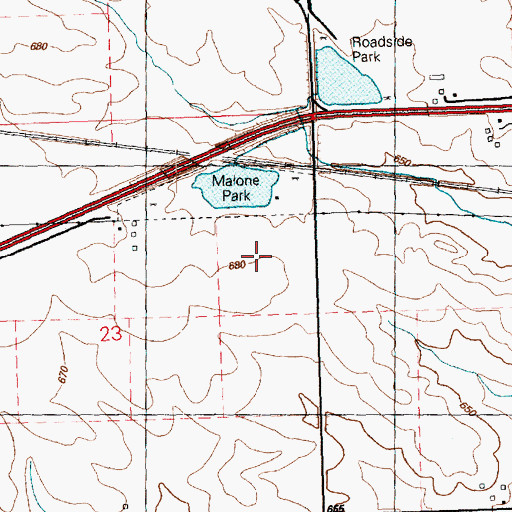 Topographic Map of Malone Park, IA