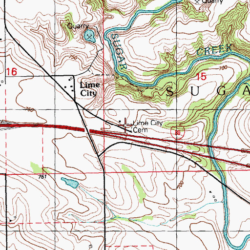 Topographic Map of Lime City Cemetery, IA