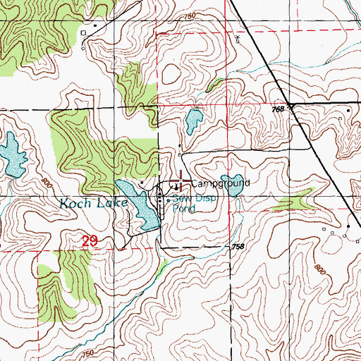 Topographic Map of Koch Lake Campground, IA