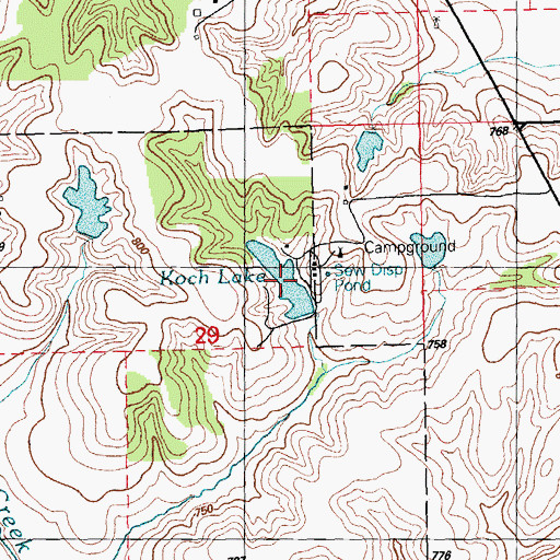 Topographic Map of Koch Lake, IA
