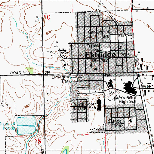 Topographic Map of Elmegree Park, IA