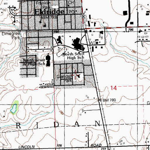 Topographic Map of Crandall Park, IA