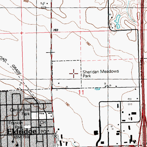 Topographic Map of Sheridan Meadows Park, IA