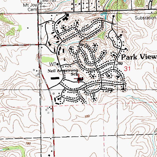 Topographic Map of Neil Armstrong Elementary School, IA