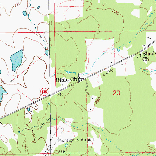 Topographic Map of Bible Church, AR