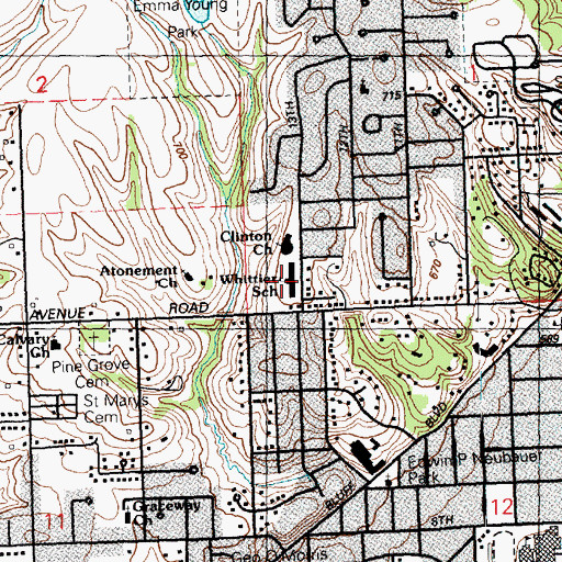 Topographic Map of Whittier Elementary School, IA