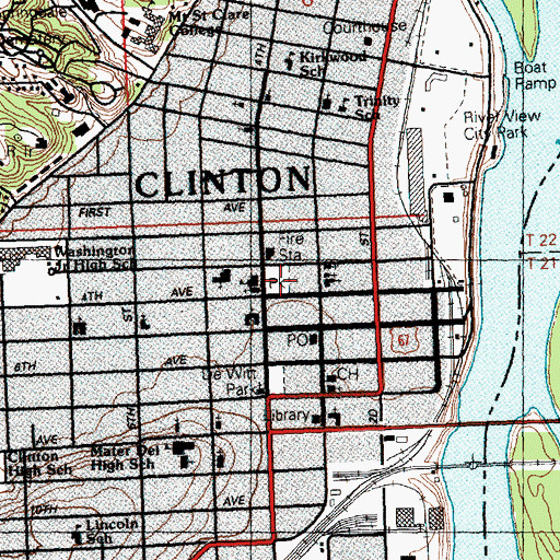 Topographic Map of Trinity School, IA