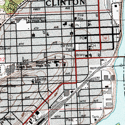 Topographic Map of Mater Dei High School, IA