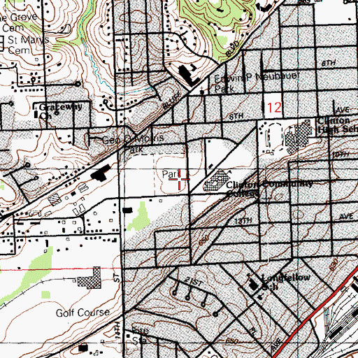 Topographic Map of Clinton Community College Neighborhood Park, IA