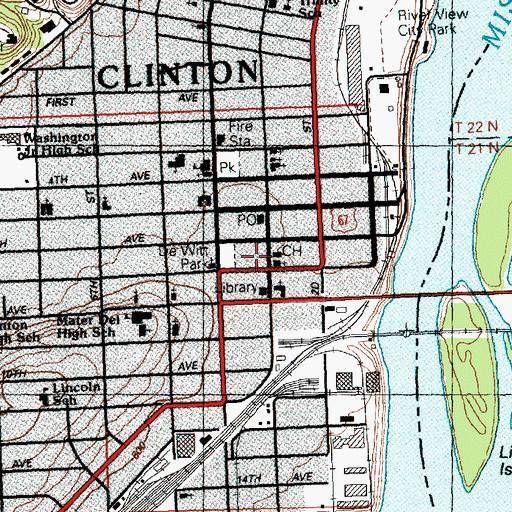 Topographic Map of Dewitt Park, IA