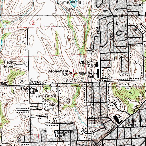 Topographic Map of Atonement Lutheran Church, IA