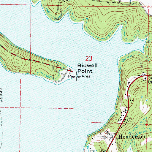 Topographic Map of Bidwell Point, AR