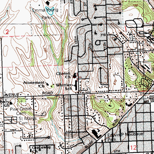 Topographic Map of Clinton Church of Christ, IA