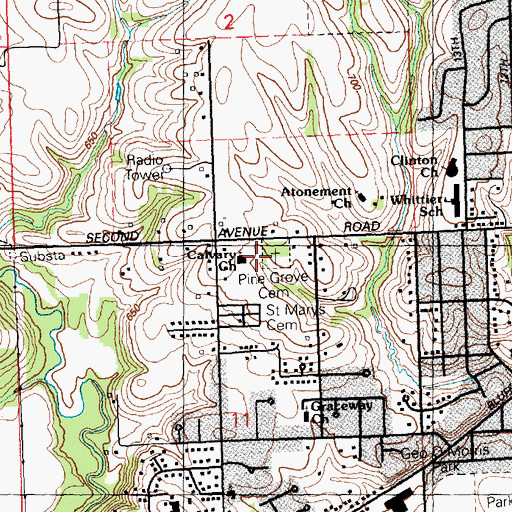 Topographic Map of Calvary Baptist Church, IA